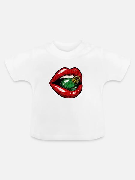 Weihnachtskußmund .1 - Baby Bio-T-Shirt mit Rundhals - Weiß