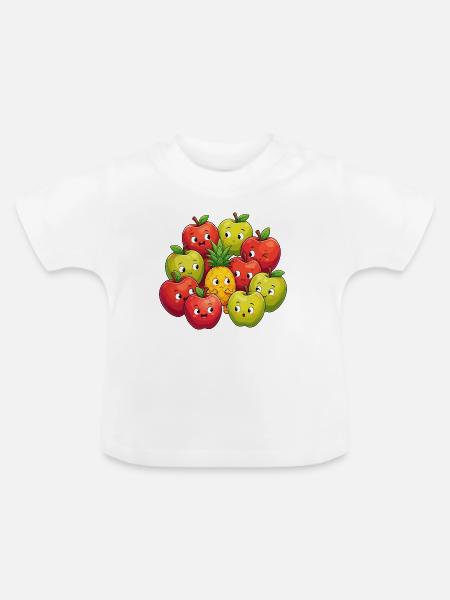 Kunterbunte Fruchtfreunde - Baby Bio-T-Shirt mit Rundhals - Weiß