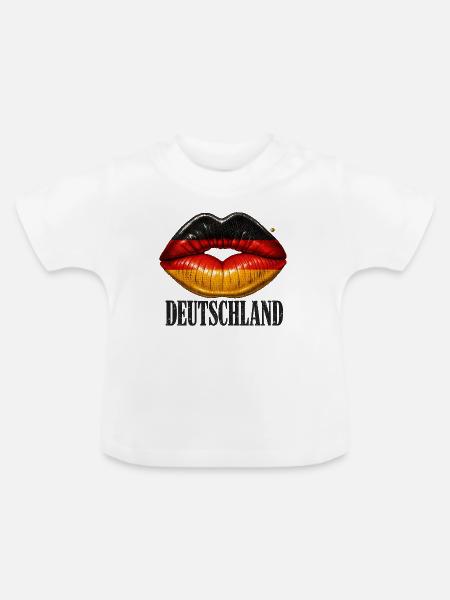 Lippen mit Deutschland-Flagge - Baby Bio-T-Shirt mit Rundhals - Weiß