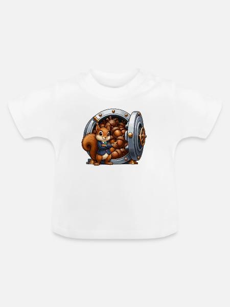 Eichhörnchen im Tresor Nussbank - Baby Bio-T-Shirt mit Rundhals - Weiß