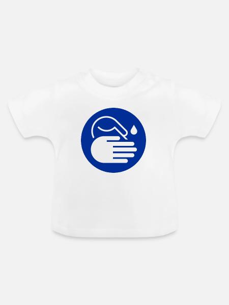 Hände waschen Icon - Baby Bio-T-Shirt mit Rundhals - Weiß