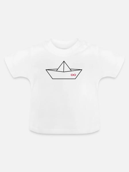 Origami Papierboot mit Unendlichkeitszeichen - Baby Bio-T-Shirt mit Rundhals - Weiß