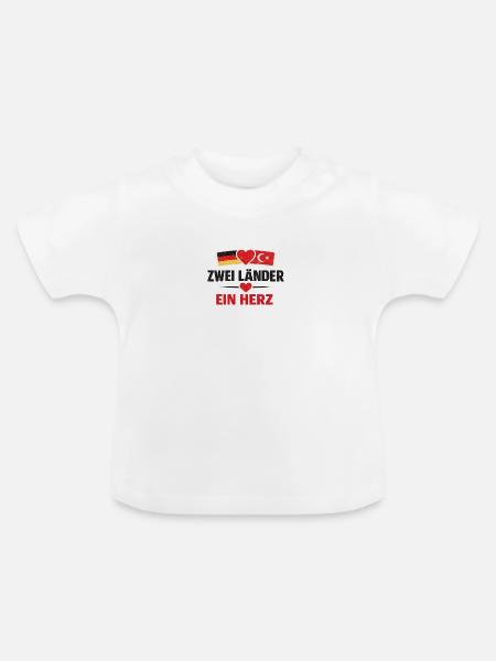 Zwei Länder, Ein Herz - Baby Bio-T-Shirt mit Rundhals - Weiß