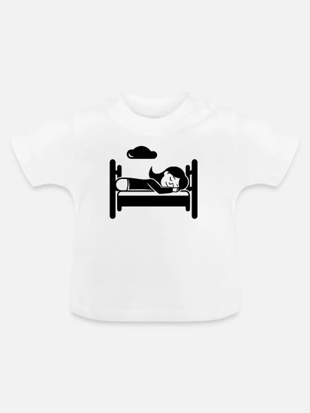 Schlafen Müde - Baby Bio-T-Shirt mit Rundhals - Weiß
