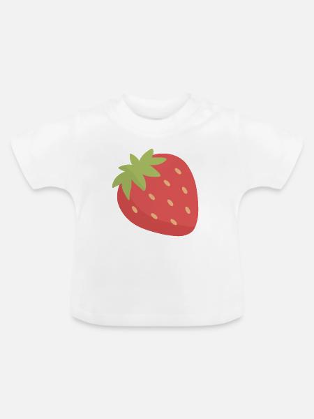 Erdbeer-Pop-Art-Charme - Baby Bio-T-Shirt mit Rundhals - Weiß