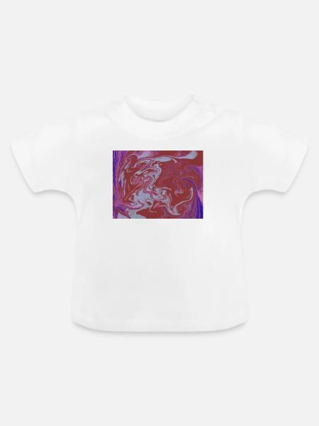Marble Flux Rot-Pink Muster - Baby Bio-T-Shirt mit Rundhals - Weiß