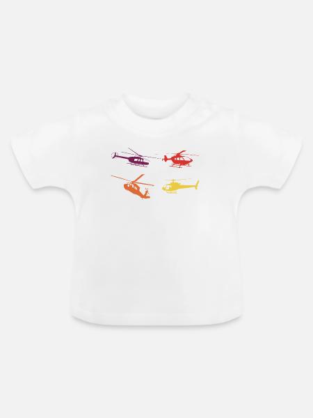 Hubschrauber Retro - Baby Bio-T-Shirt mit Rundhals - Weiß