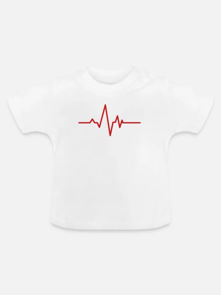 Herzschlag-Kardiogramm - Baby Bio-T-Shirt mit Rundhals - Weiß