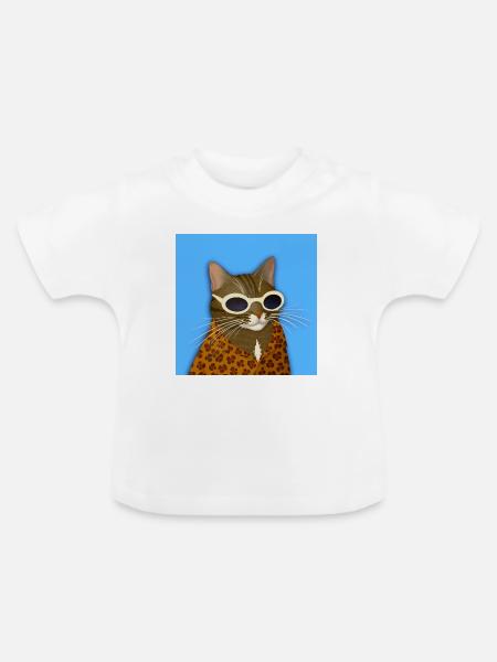 Getigerte Katze in Leopardenmuster - Baby Bio-T-Shirt mit Rundhals - Weiß