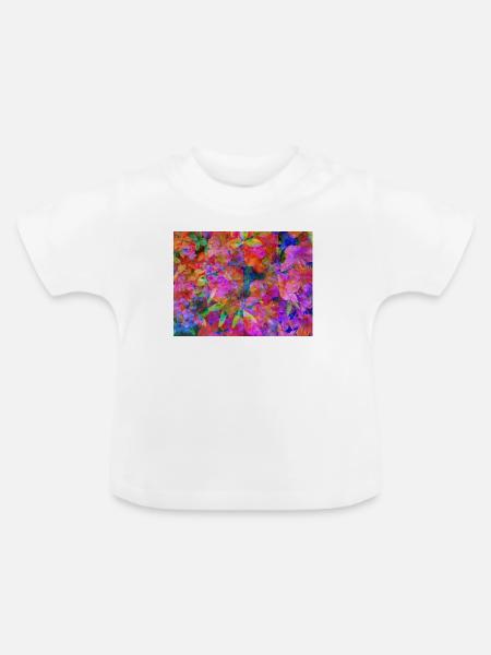 Farbexplosion Blüten-Collage - Baby Bio-T-Shirt mit Rundhals - Weiß