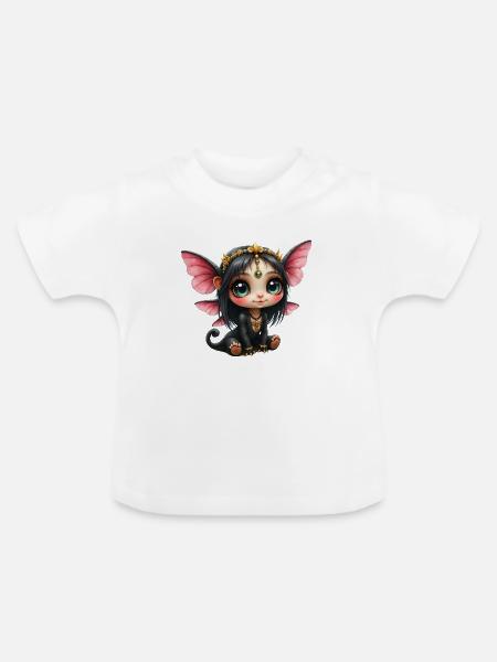 Chibi-Schmetterlingsfee mit Juwelen - Baby Bio-T-Shirt mit Rundhals - Weiß