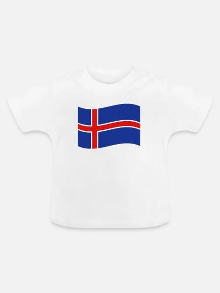 Isländische Flagge - Baby Bio-T-Shirt mit Rundhals - Weiß