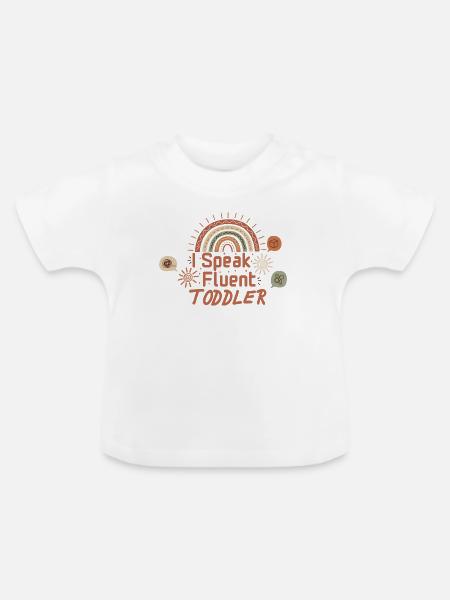 Sprich fließend Kleinkind-Regenbogen-Tee - Baby Bio-T-Shirt mit Rundhals - Weiß