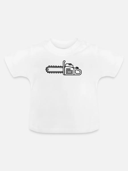 Kettensäge - Baby Bio-T-Shirt mit Rundhals - Weiß