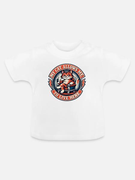 Katzenkönig auf Thron – Leben hier - Baby Bio-T-Shirt mit Rundhals - Weiß