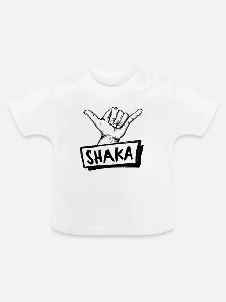 Shaka Surfgruß Handzeichen – Illustration - Baby Bio-T-Shirt mit Rundhals - Weiß