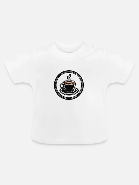 Kaffeetasse im Kreisring - Baby Bio-T-Shirt mit Rundhals - Weiß