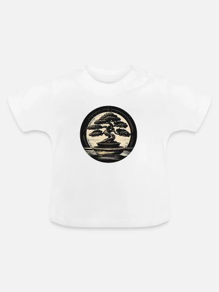 Bonsai Zen Kreis Design - Baby Bio-T-Shirt mit Rundhals - Weiß