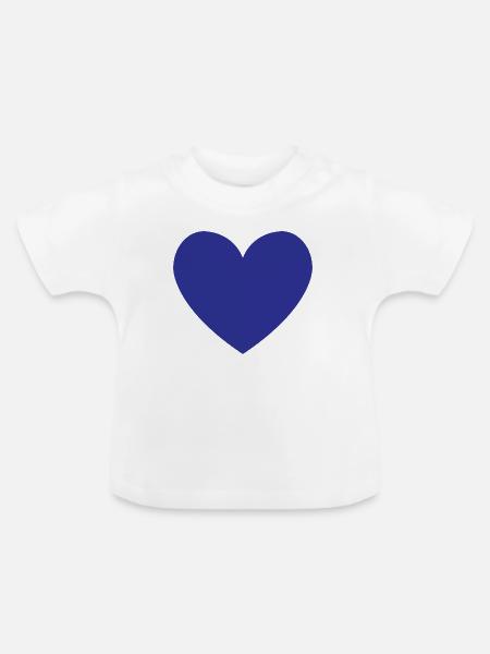 Klares Blaues Herz - Baby Bio-T-Shirt mit Rundhals - Weiß