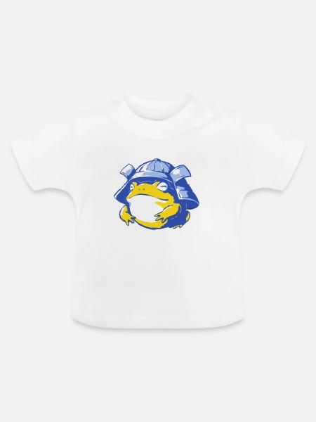 Froschritter mit Helm – Cartoon Abenteuer - Baby Bio-T-Shirt mit Rundhals - Weiß