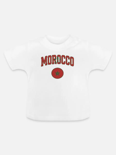 Marokko-Arc-Logo mit rotem Stern - Baby Bio-T-Shirt mit Rundhals - Weiß