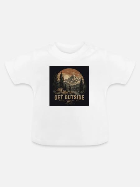 Outdoor Abenteuer - Baby Bio-T-Shirt mit Rundhals - Weiß