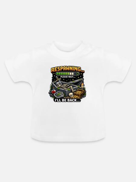 Respawning im Grab – Schatzkiste - Baby Bio-T-Shirt mit Rundhals - Weiß