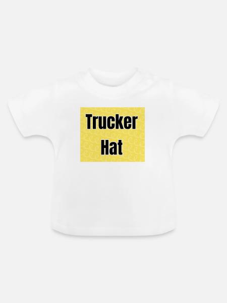 Trucker Hat Textdruck Gelb - Baby Bio-T-Shirt mit Rundhals - Weiß