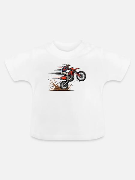 Motocross Sprung im Schlamm - Baby Bio-T-Shirt mit Rundhals - Weiß