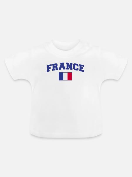 Frankreich Flagge Fahne - Baby Bio-T-Shirt mit Rundhals - Weiß