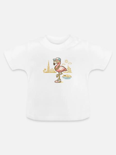 Flamingo Streetstyle Skyline - Baby Bio-T-Shirt mit Rundhals - Weiß