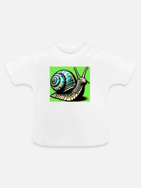 Schnecke - Baby Bio-T-Shirt mit Rundhals - Weiß