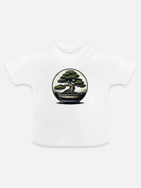 Bonsai Zen Kreis - Baby Bio-T-Shirt mit Rundhals - Weiß