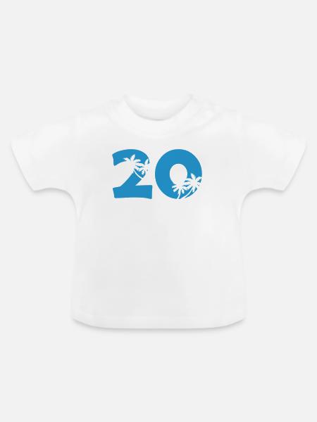 20 Palmenstrand Jubiläum - Baby Bio-T-Shirt mit Rundhals - Weiß