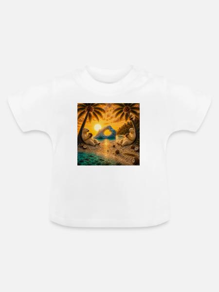 Arktischer Tropentraum mit Bären - Baby Bio-T-Shirt mit Rundhals - Weiß