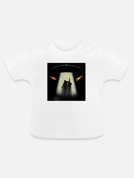 UFO-Strahlen-Entführungs-Silhouette - Baby Bio-T-Shirt mit Rundhals - Weiß