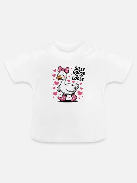 Dumme Gans Süße Gans - Baby Bio-T-Shirt mit Rundhals - Weiß