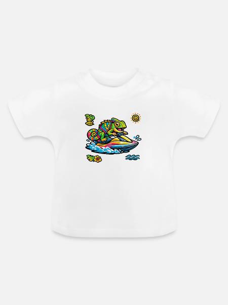 Chama Jet Farbenrausch - Baby Bio-T-Shirt mit Rundhals - Weiß