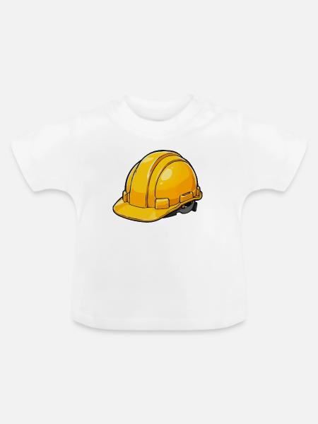 Gelber Bauhelm Cartoon Stil - Baby Bio-T-Shirt mit Rundhals - Weiß