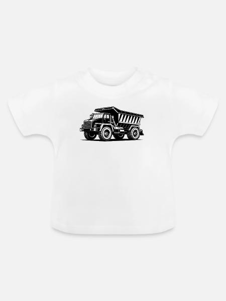 Großer Steinbruch-LKW - Baby Bio-T-Shirt mit Rundhals - Weiß