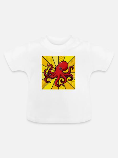 Krake - Baby Bio-T-Shirt mit Rundhals - Weiß
