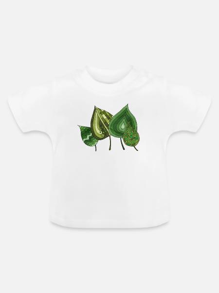 Blätter - Baby Bio-T-Shirt mit Rundhals - Weiß