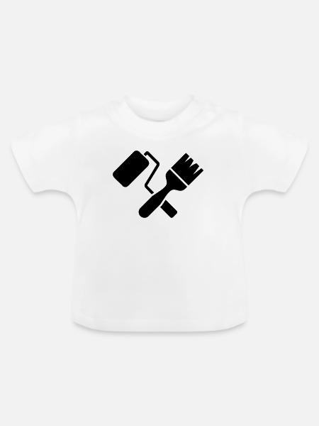 Maler Pinsel Farbrolle Motiv - Baby Bio-T-Shirt mit Rundhals - Weiß