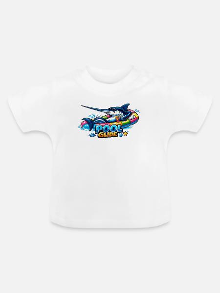 Pool Glide: Surfing Marlin im Pool - Baby Bio-T-Shirt mit Rundhals - Weiß