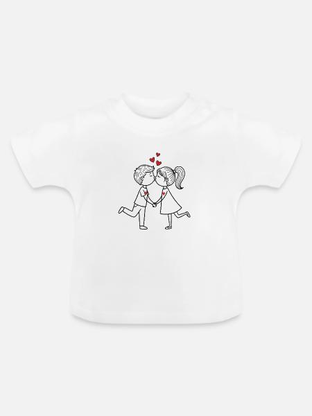Verliebtes Paar - Baby Bio-T-Shirt mit Rundhals - Weiß