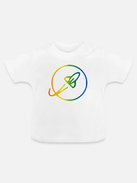 Rakete Regenbogen Umlaufbahn - Baby Bio-T-Shirt mit Rundhals - Weiß