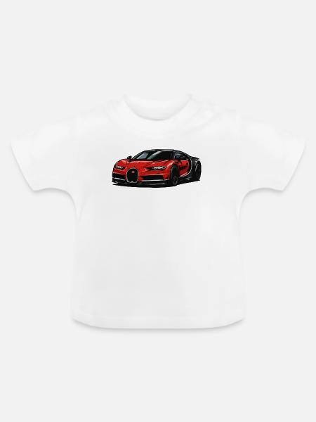 Rotes Sportwagen-Illustration - Baby Bio-T-Shirt mit Rundhals - Weiß