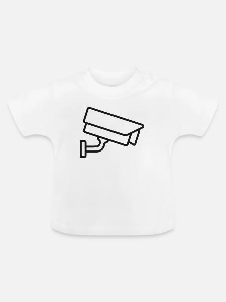 CCTV – Überwachungskamera Line Art - Baby Bio-T-Shirt mit Rundhals - Weiß