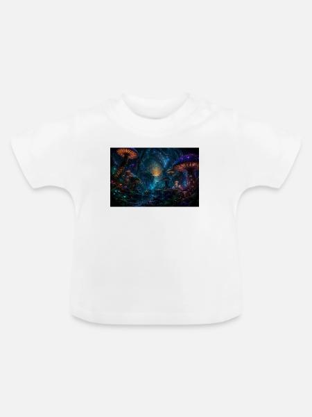 CYMATRIX TECHNOLOGIES Neonpilzwald der Luminen - Baby Bio-T-Shirt mit Rundhals - Weiß