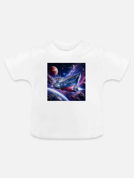 Stardreamer-7 Raumschiff - Baby Bio-T-Shirt mit Rundhals - Weiß